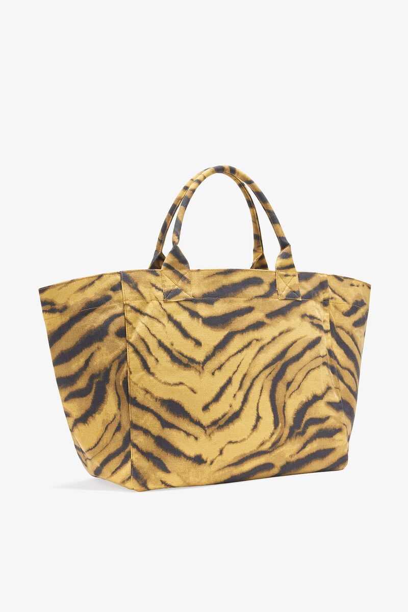 XXL-Tragetasche mit Zebraprint, Recycled Cotton, in colour Khaki - 2 - GANNI