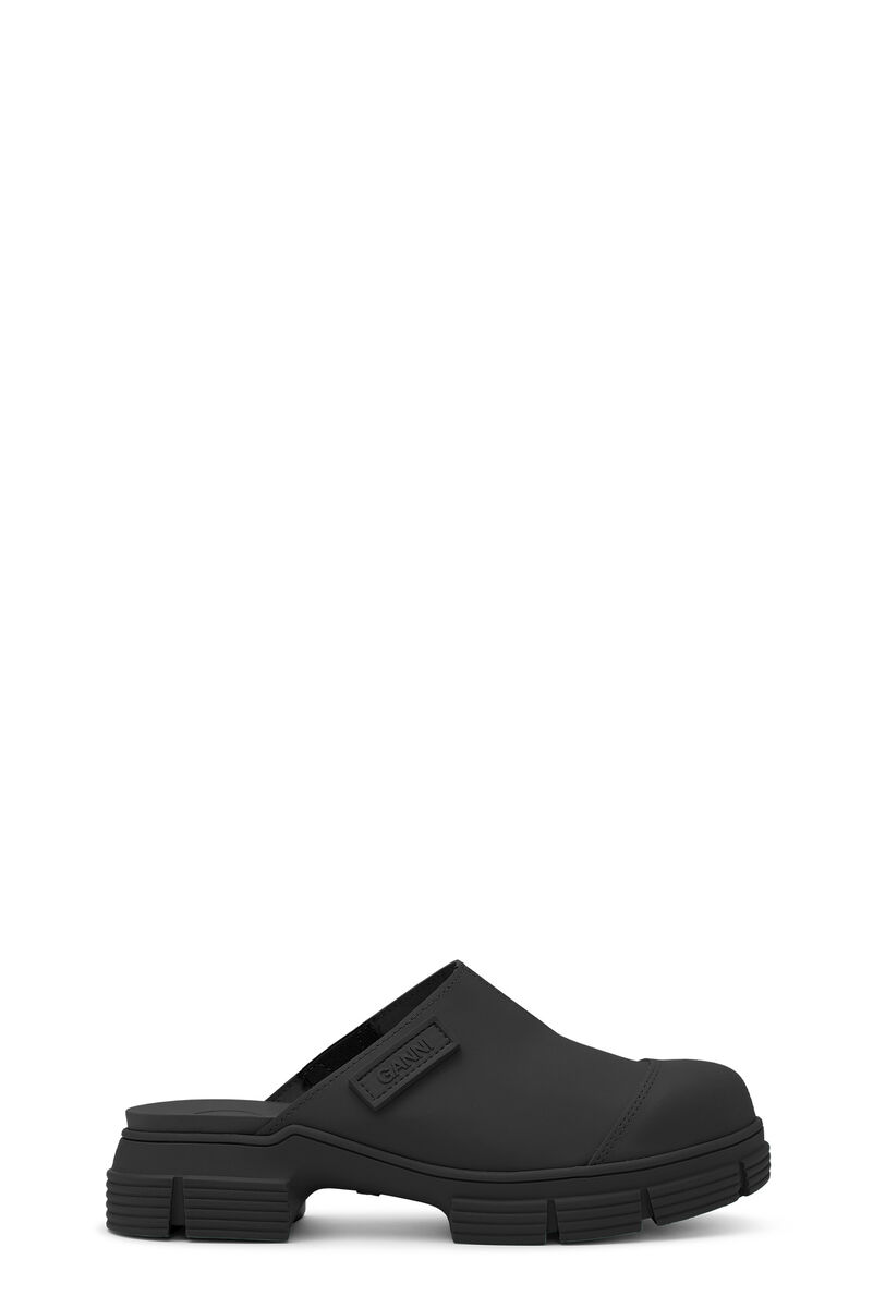 Recycled Rubber City Mules, Recycled rubber, in colour Black - 1 - GANNI