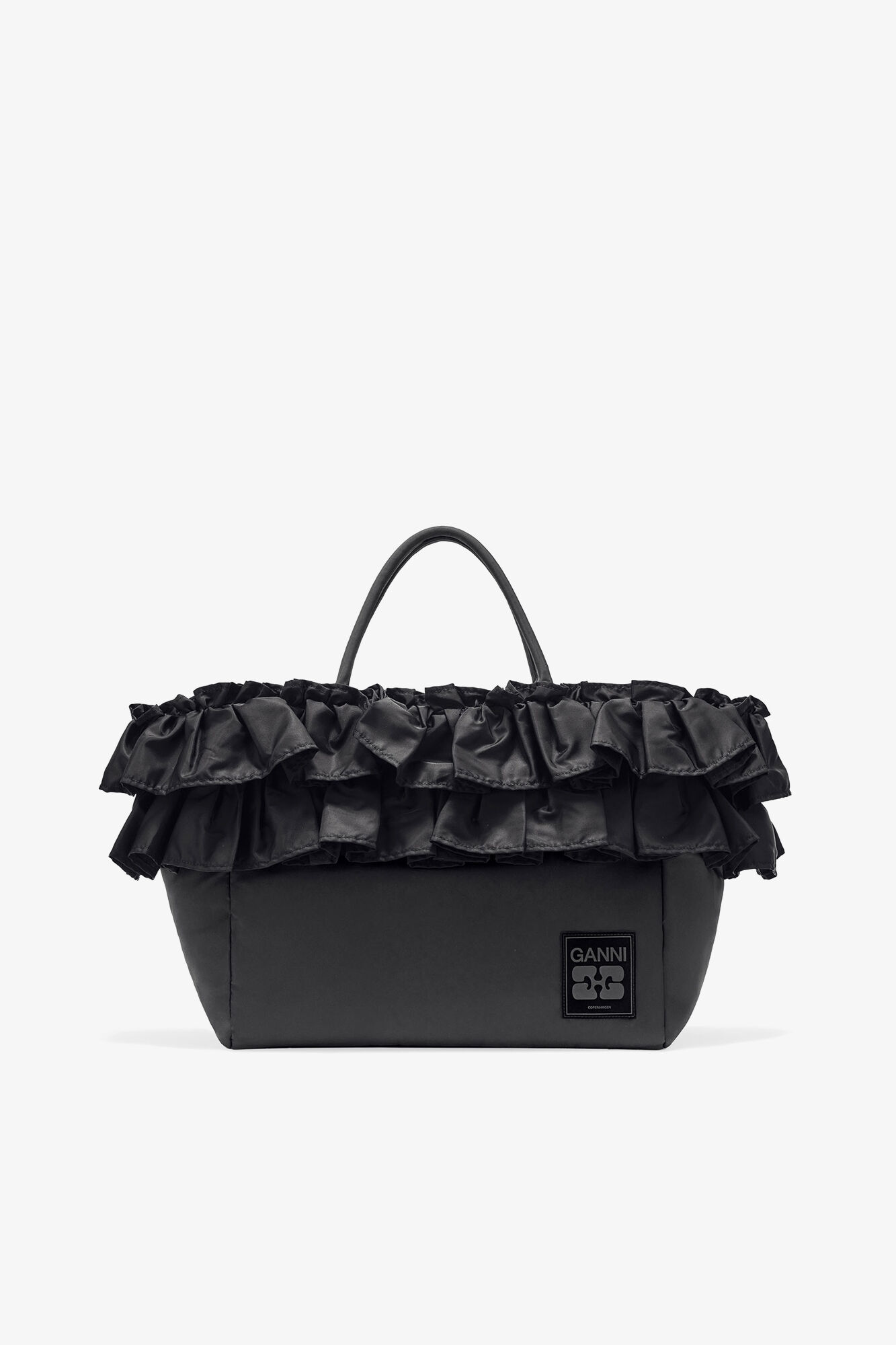 Black Black XXL Ruffle Tote | GANNI US