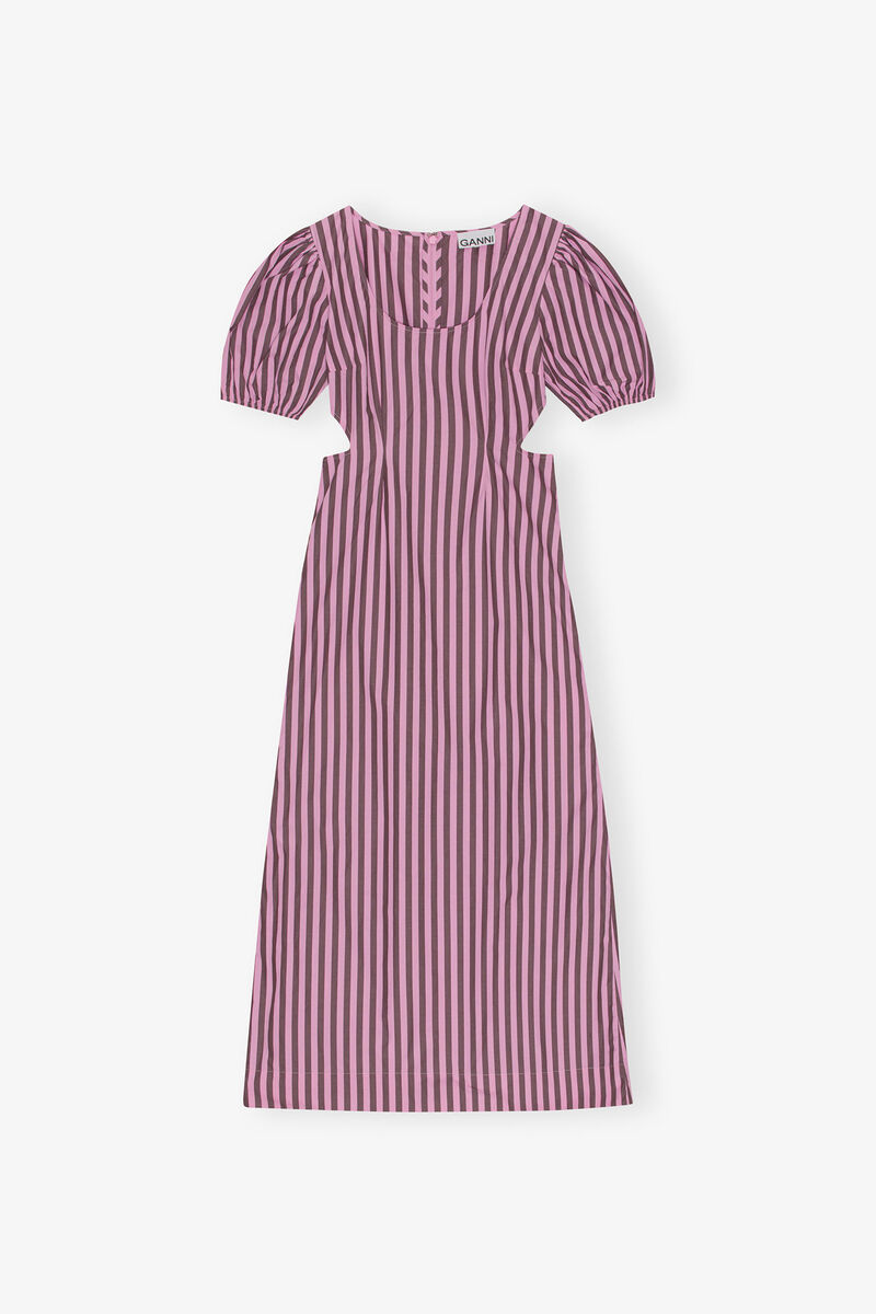 Robe &agrave; d&eacute;coupes en coton ray&eacute;, Organic Cotton, in colour Bonbon - 1 - GANNI