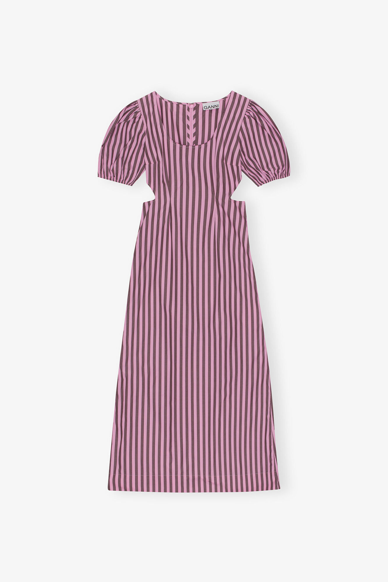 Robe &agrave; d&eacute;coupes en coton ray&eacute;, Organic Cotton, in colour Bonbon - 1 - GANNI