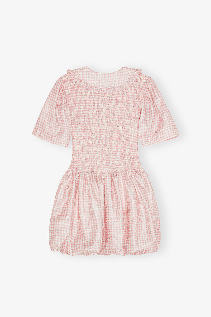 Pink Check Dress, Recycled Polyester, in colour Bleached Mauve - 2 - GANNI
