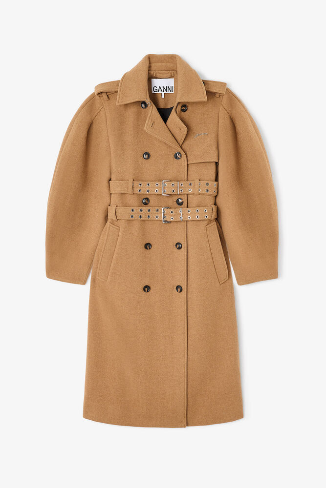 Grey Wool Trench Coat, Tiger's Eye