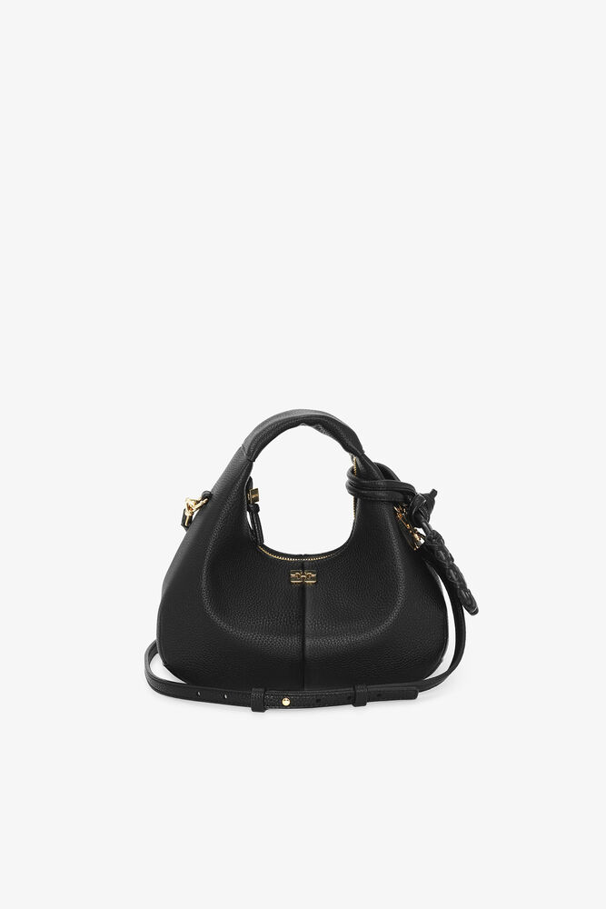 Black Mini Hobo Bag, Black