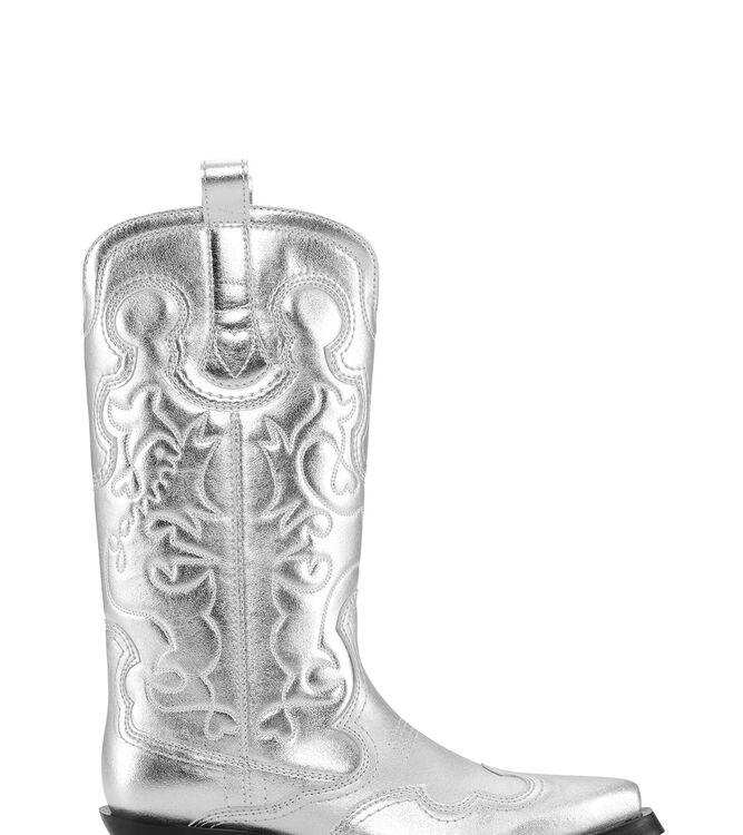 Bottes Silver Mid Shaft Embroidered Western