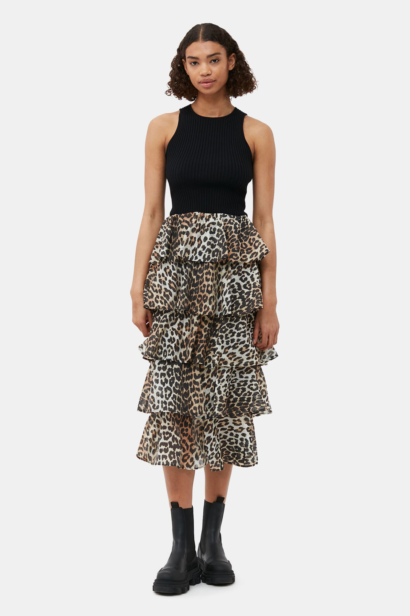 Sheer Voile Maxi Flounce Skirt, Lyocell, in colour Almond Milk - 1 - GANNI