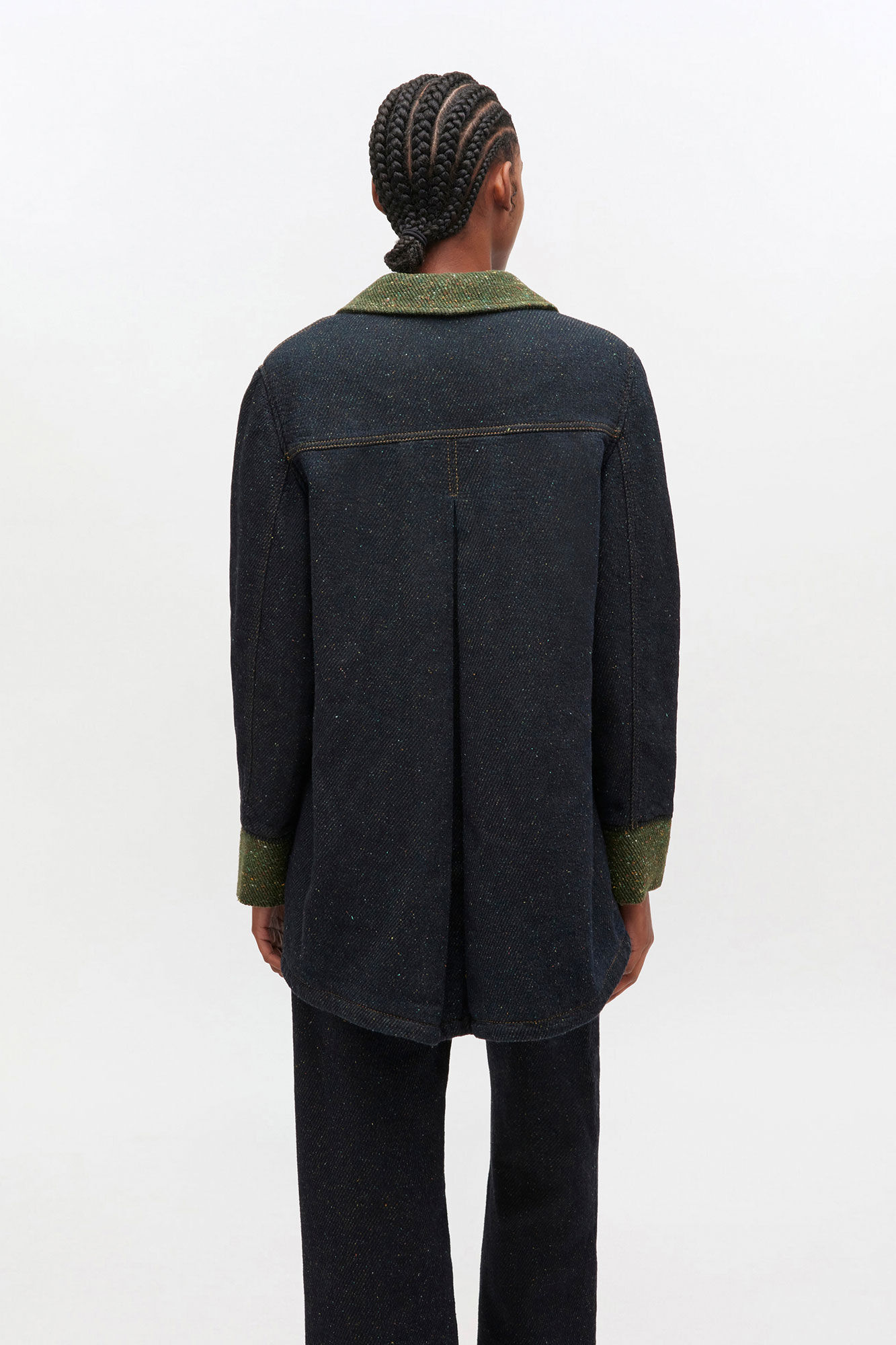 Twill Denim Oversized Blazer, Organic Cotton, in colour Phantom - 3 - GANNI
