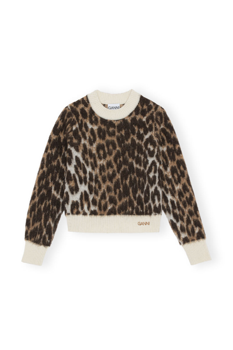 Pullover mit Leopardenmuster , Alpaca, in colour Starfish - 1 - GANNI