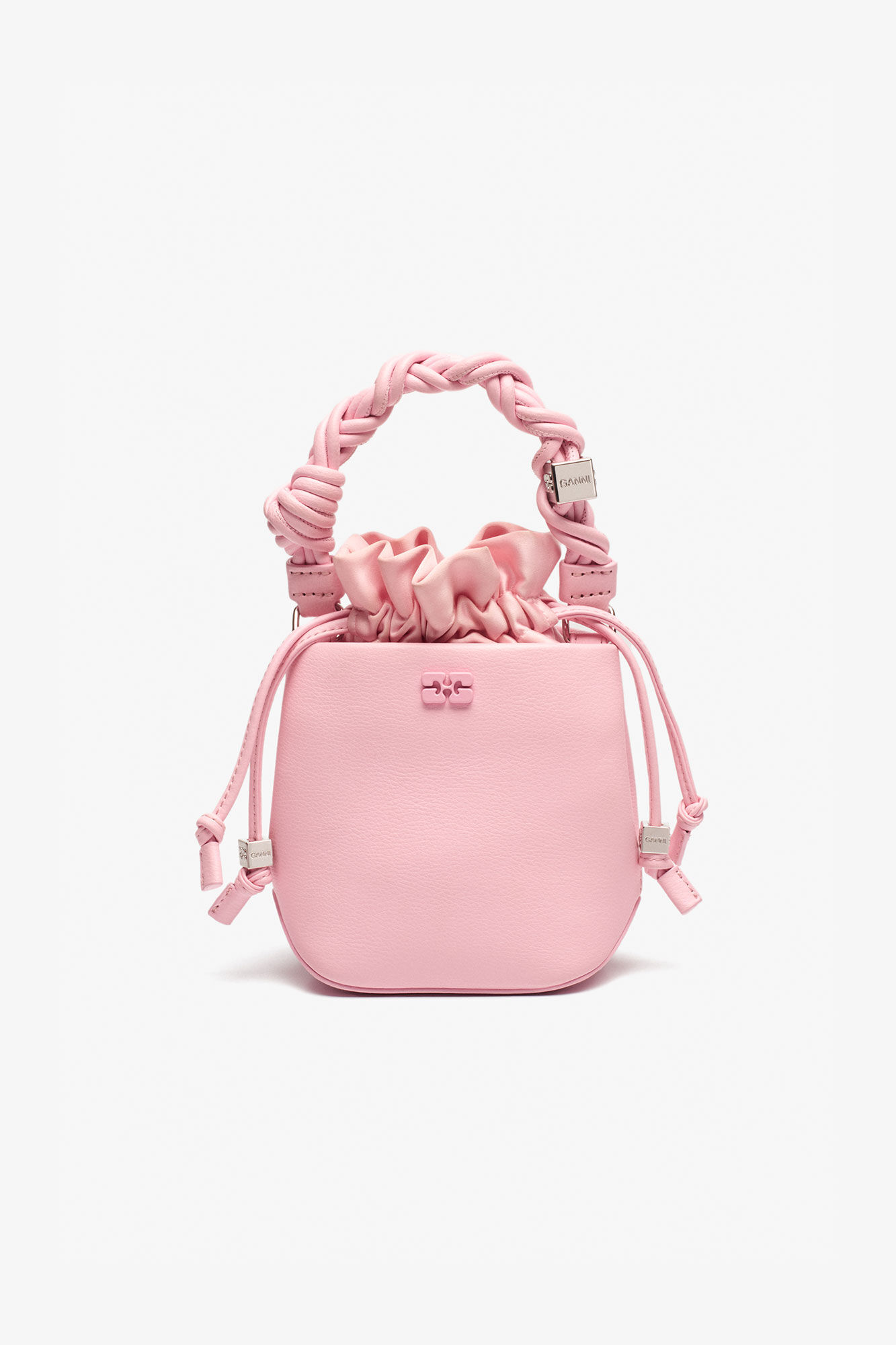 Pink Mini GANNI Bou Bucket Bag, Lyocell, in colour Fairy Tale - 1 - GANNI