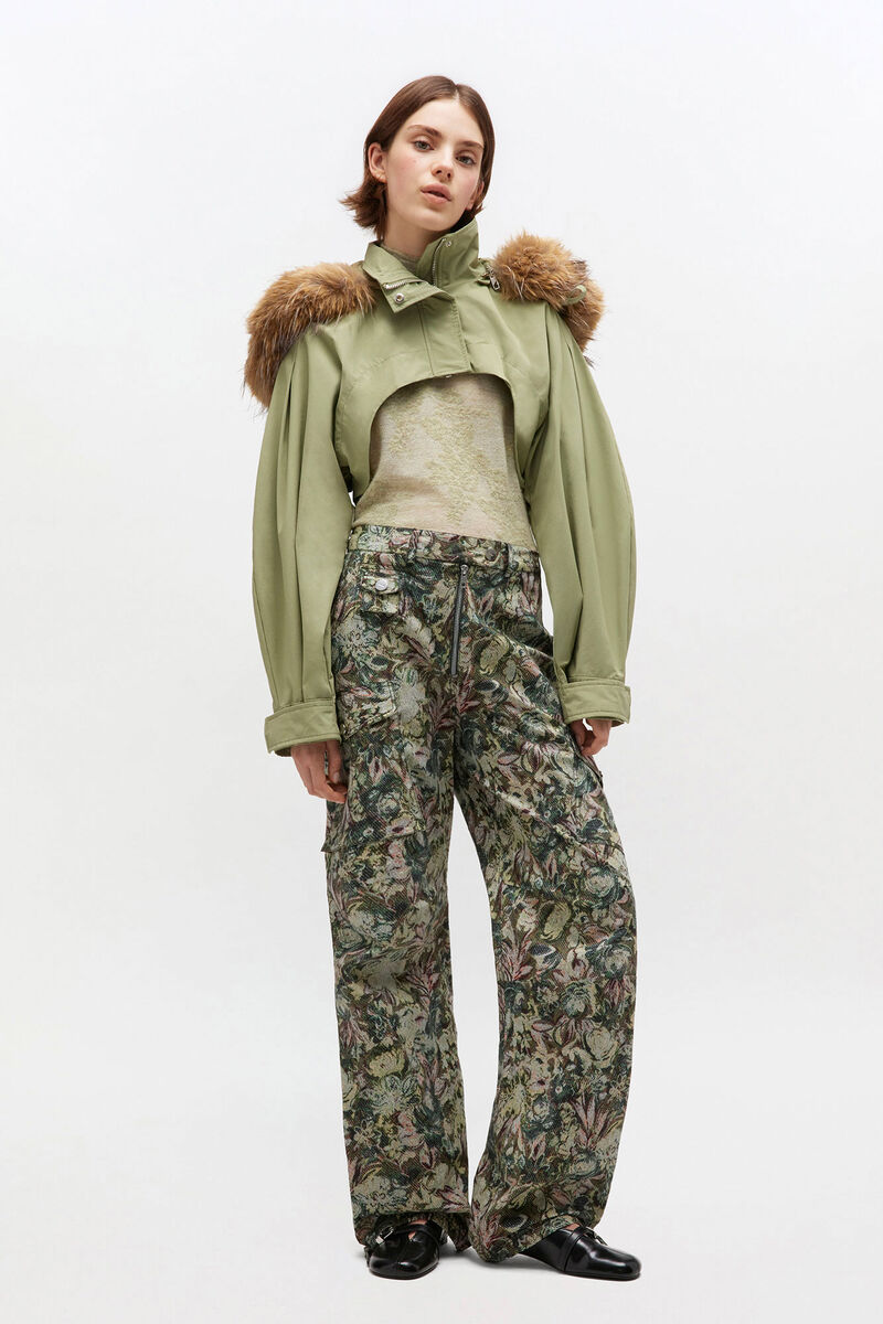 Green Tri-Layer Cropped Jacket, Nylon, in colour Boa - 2 - GANNI