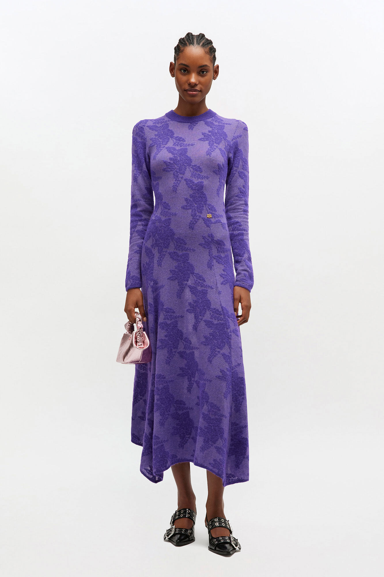 Purple Sheer Flower Dress, in colour Passion Flower - 1 - GANNI