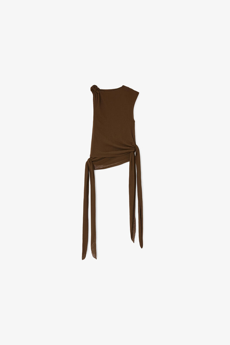 Top in Marl Mesh, Recycled Polyester, in colour Demitasse - 1 - GANNI