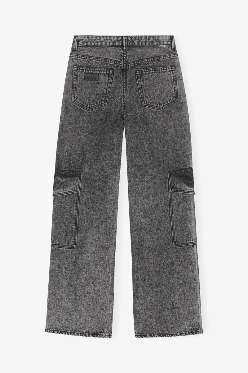 Jeans Angi noir d&eacute;lav&eacute;, Organic Cotton, in colour Black Washed - 2 - GANNI