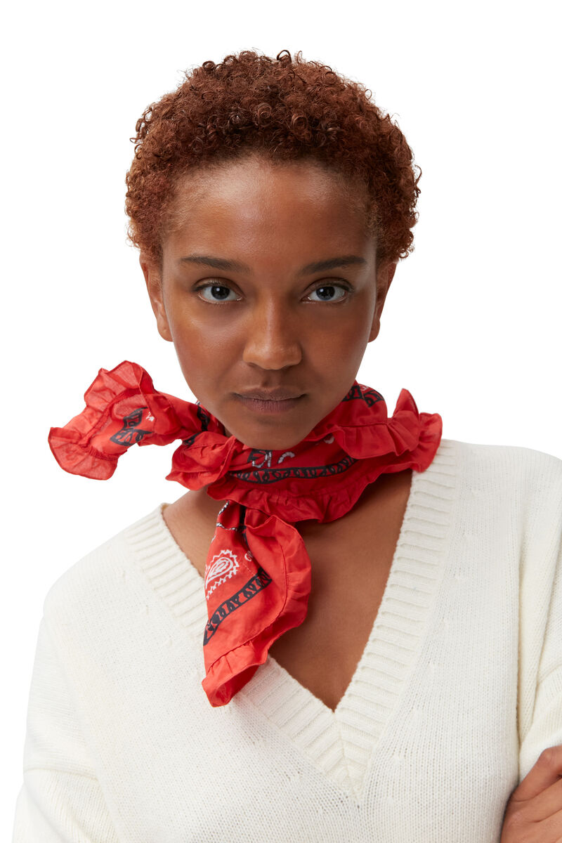 Bandana, Cotton, in colour Paprika - 3 - GANNI