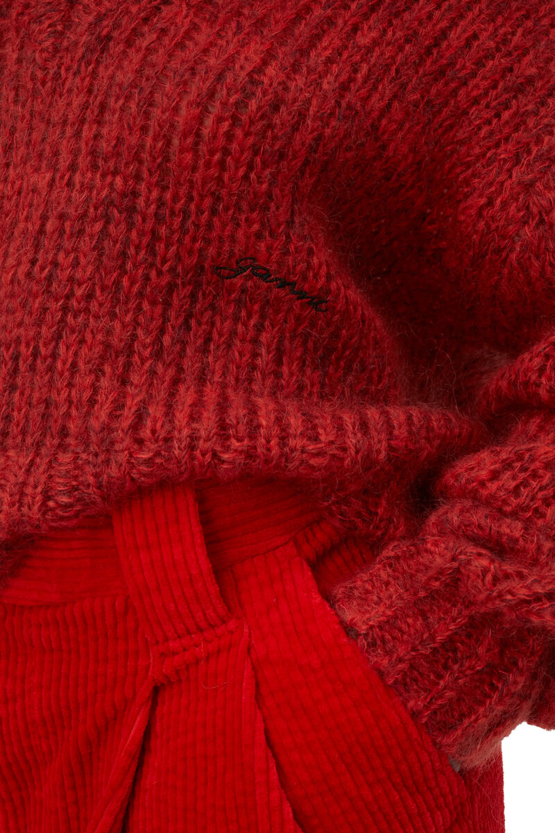 Mohair Pullover, Merino Wool, in colour Fiery Red - 4 - GANNI