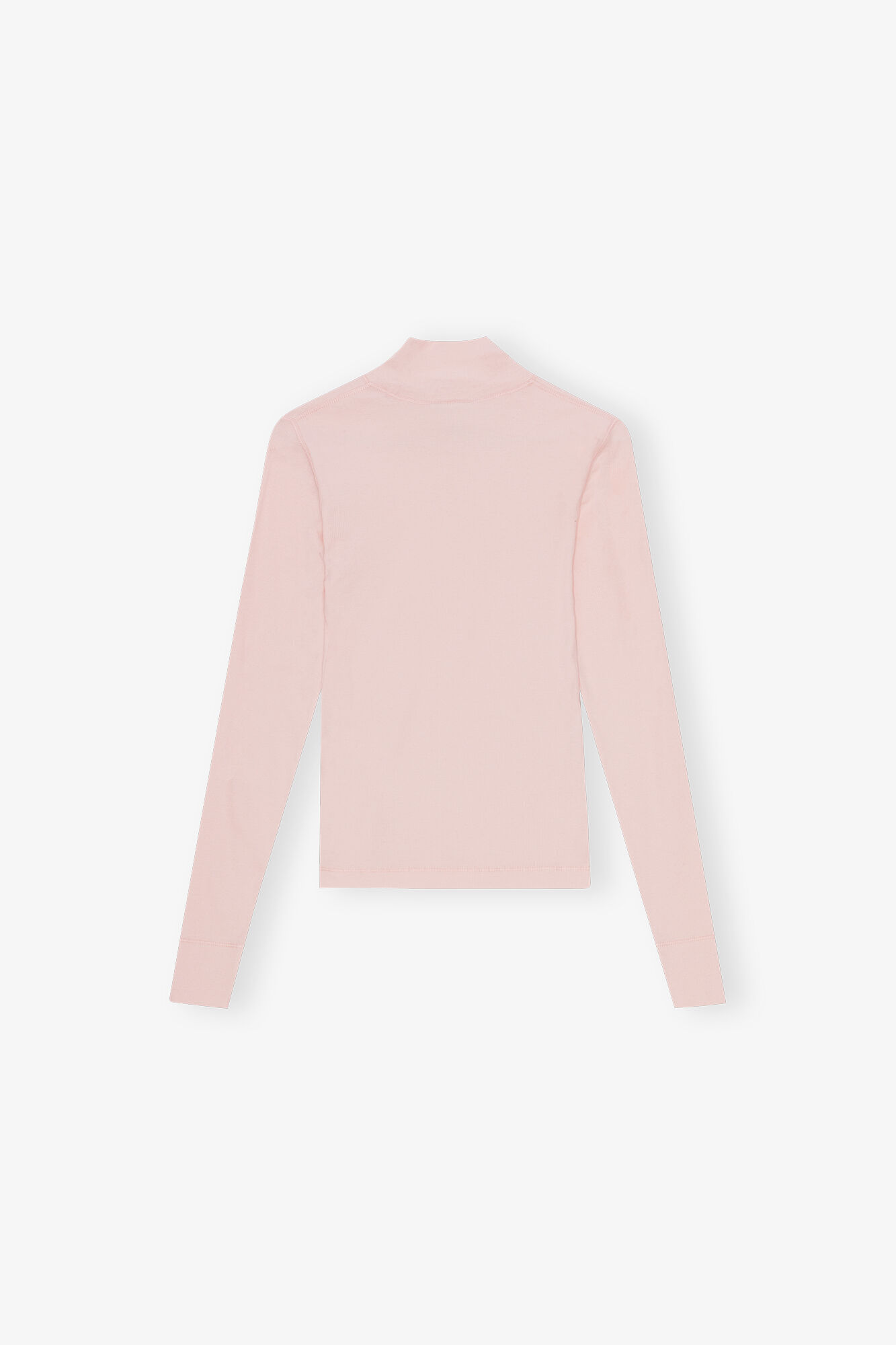 Pink Ribbed Long Sleeve T-Shirt, Elastane, in colour Chalk Pink - 2 - GANNI