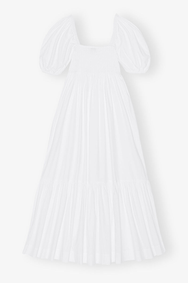 Cotton Poplin Smock Maxi Dress, Cotton, in colour Bright White - 4 - GANNI