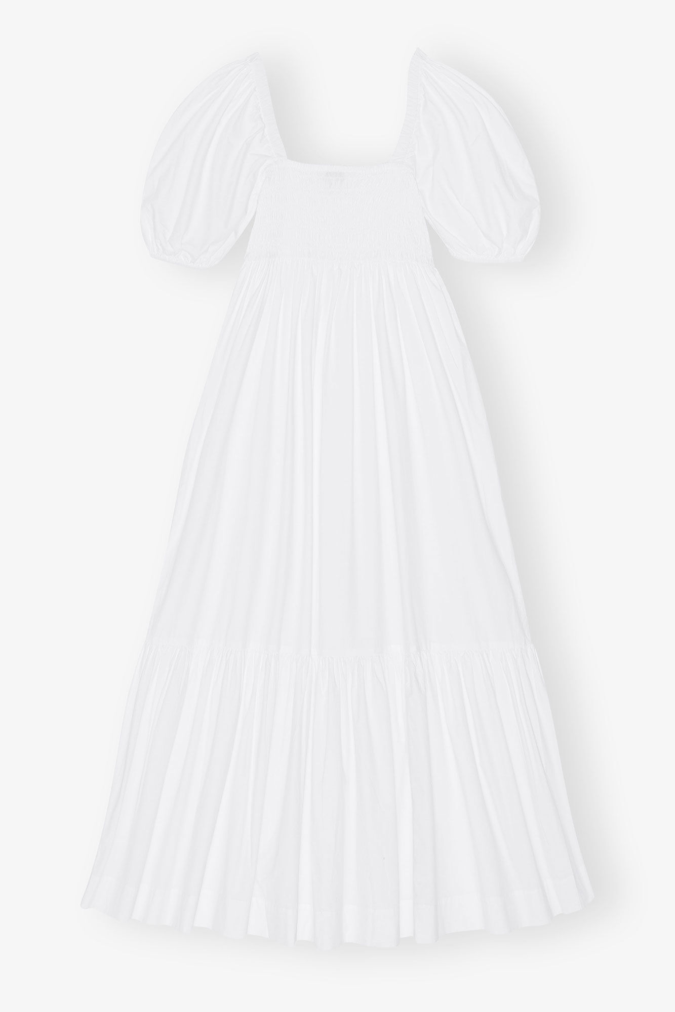 Cotton Poplin Smock Maxi Dress, Cotton, in colour Bright White - 4 - GANNI