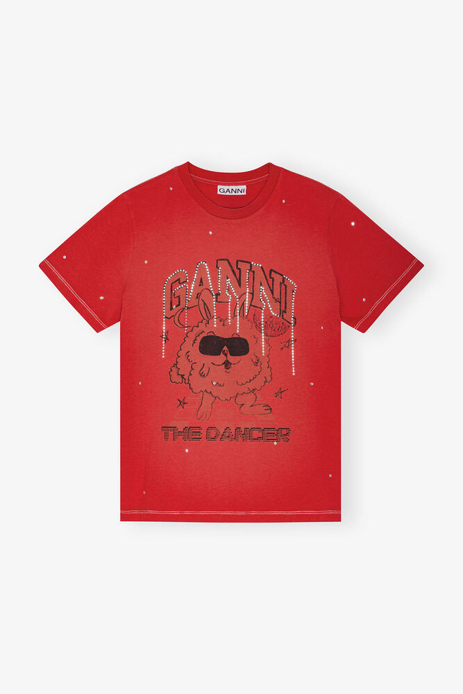 Red Rhinestone Graphic T-Shirt, Racing Red