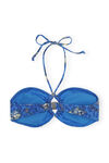 Bandeau Bikini Top, Elastane, in colour Sea Treasure Cloisonne - 2 - GANNI
