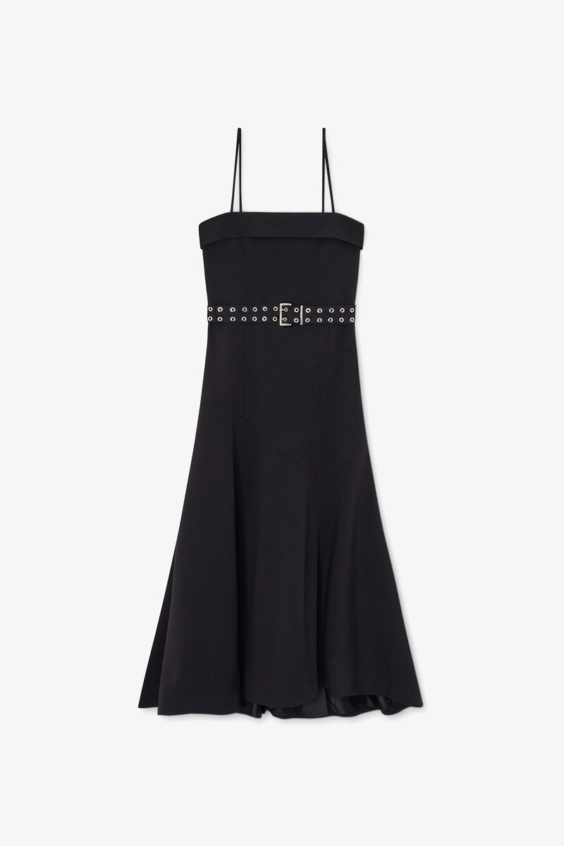 Dress in Black Twill Suiting, Elastane, in colour Black - 1 - GANNI