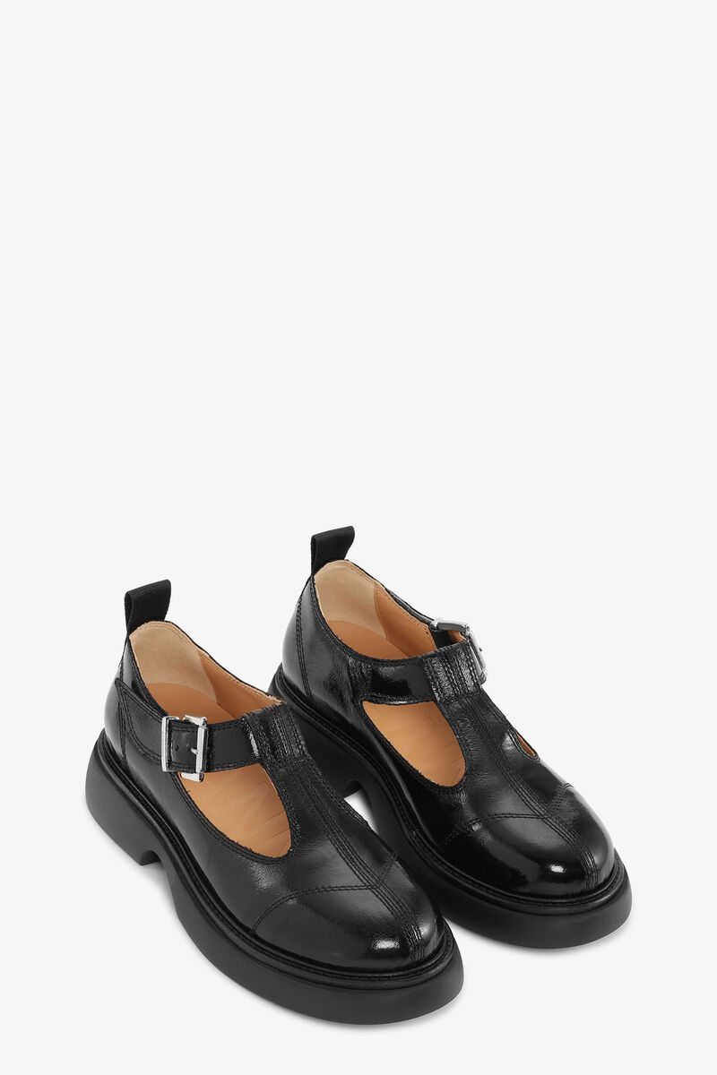Black Everyday Buckle Mary Jane Shoes, Polyester, in colour Black/Black - 2 - GANNI