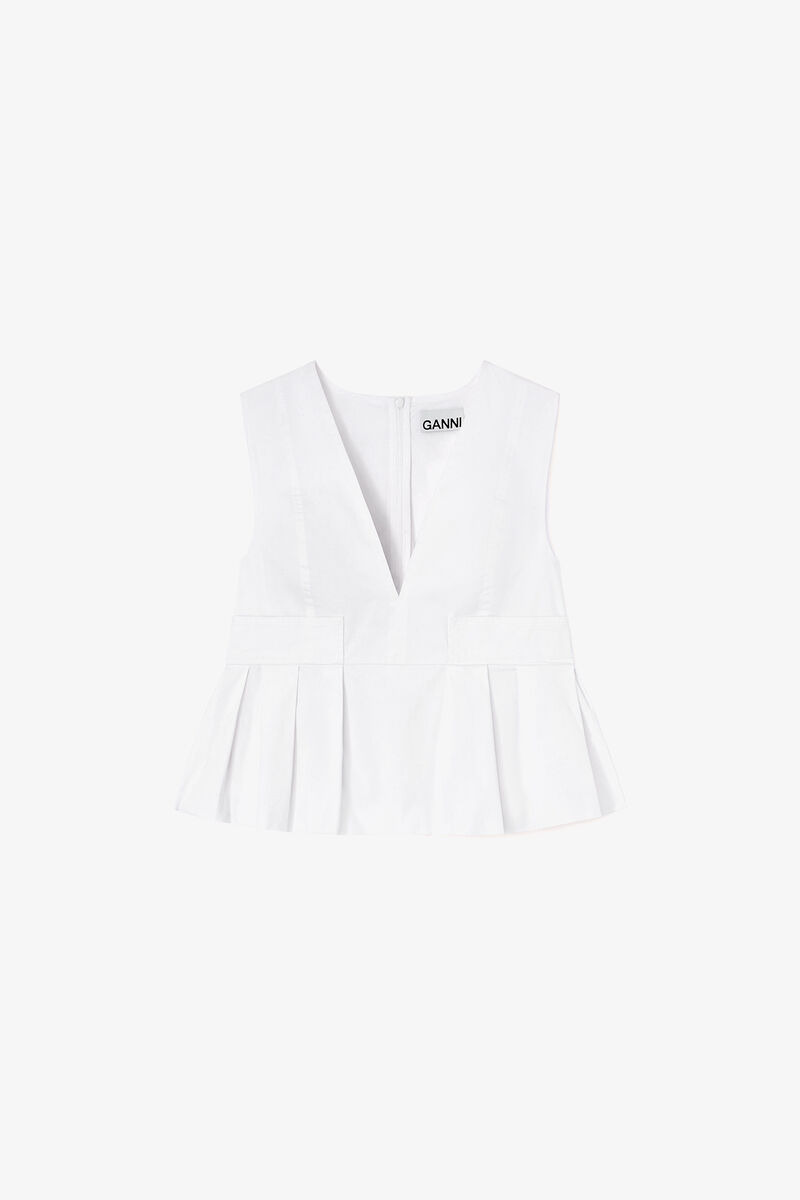 Top in Stretch Cotton, Organic Cotton, in colour Bright White - 1 - GANNI
