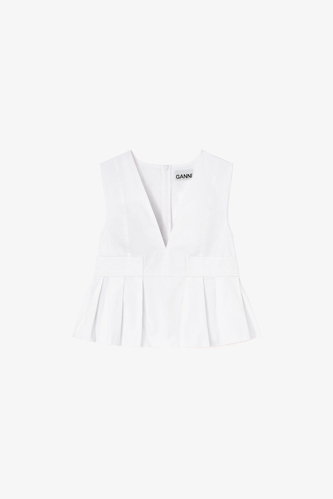 Top in Stretch Cotton, Organic Cotton, in colour Bright White - 1 - GANNI