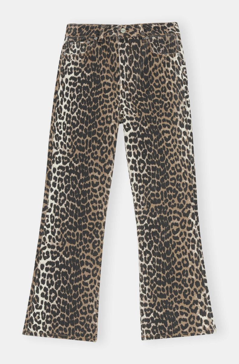 Betzy Cropped Jeans, Cotton, in colour Leopard - 1 - GANNI