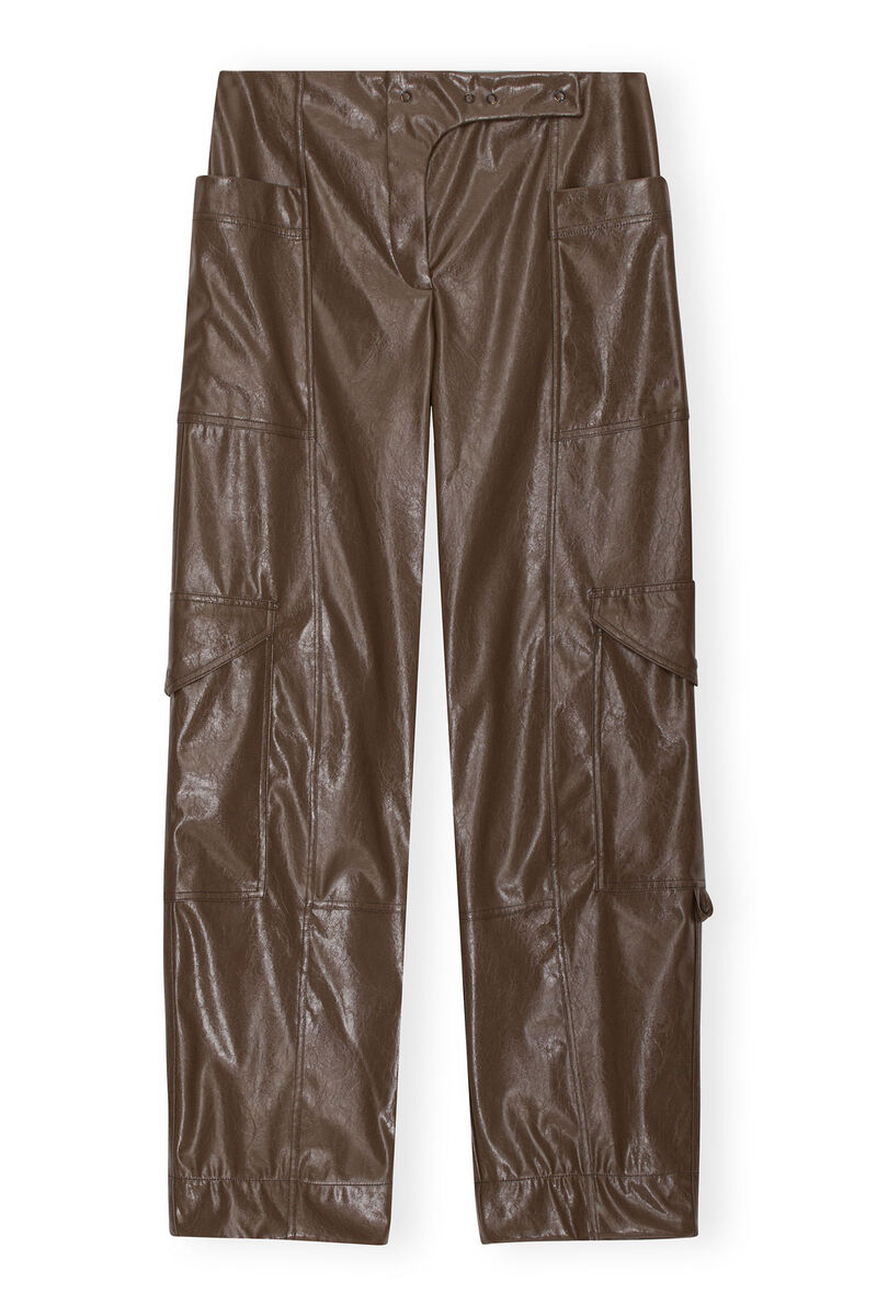 Brown Patent Pants, in colour Teak - 1 - GANNI