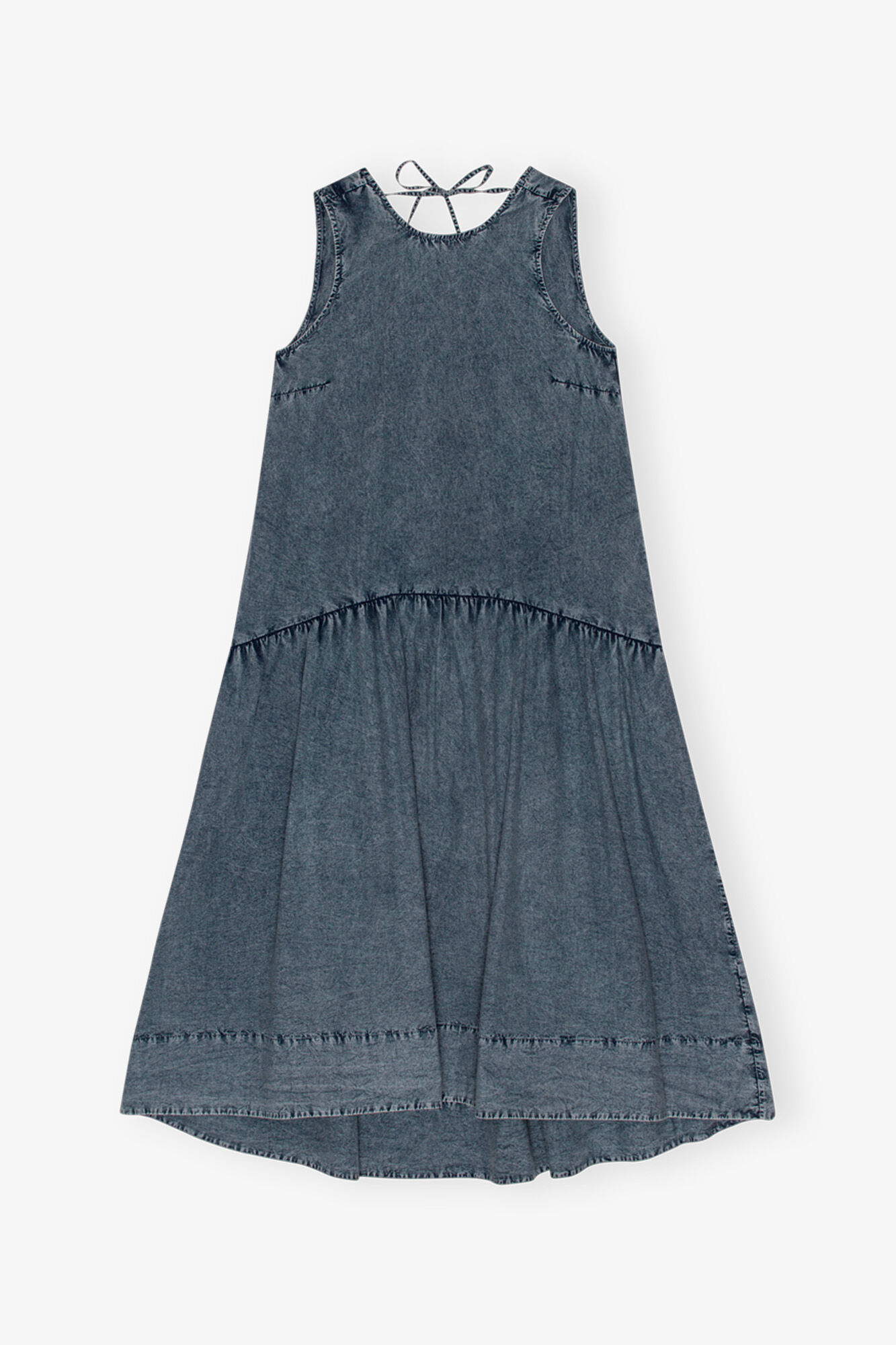 Blue Cotton Poplin Open Back Midi Dress, Cotton, in colour Sky Captain - 1 - GANNI