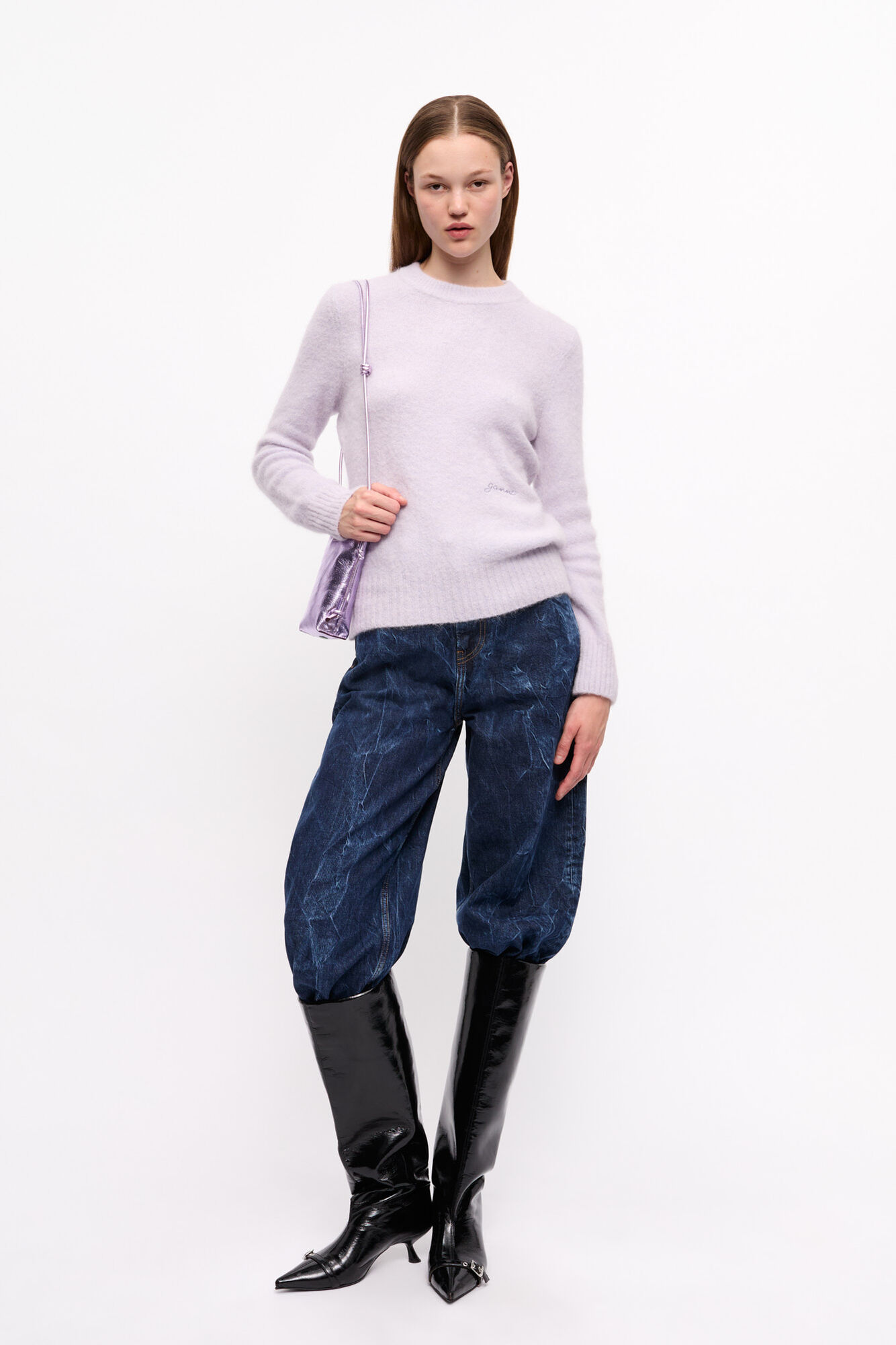 Lavender Sweater, Alpaca, in colour Lavender Blue - 3 - GANNI