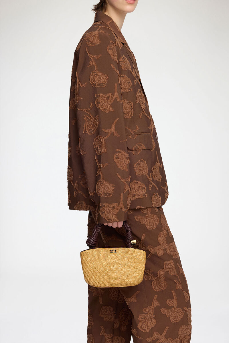 Mini Bou Bag in Straw, Straw, in colour Italian Straw - 3 - GANNI