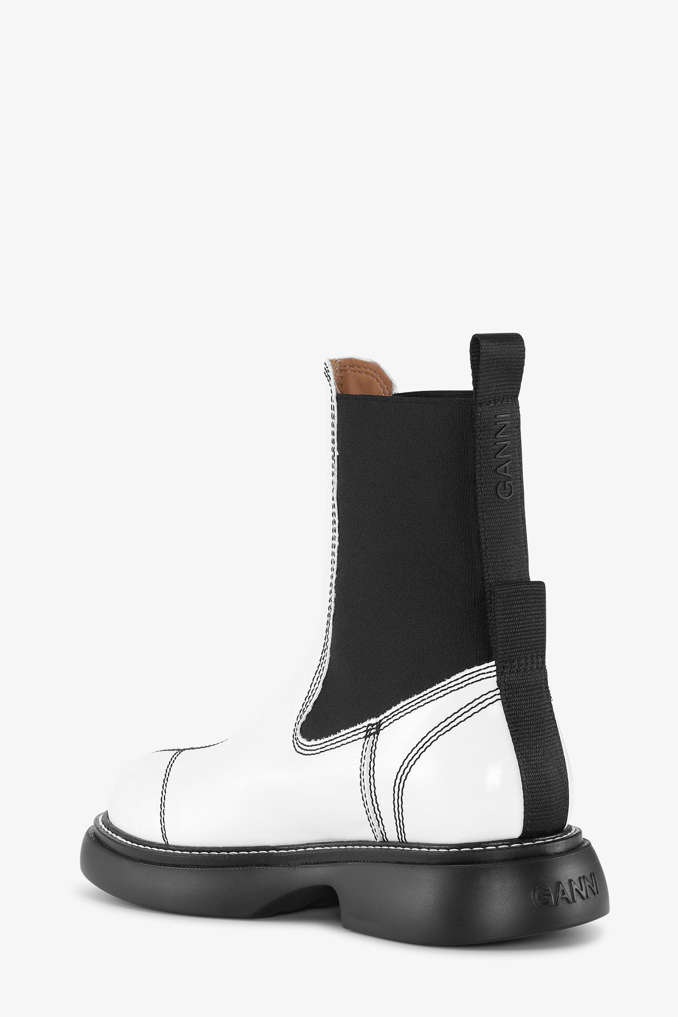 Off-White Everyday Mid Chelsea Boots, Polyester, in colour Egret - 3 - GANNI
