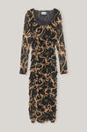 Recycled Mesh Ruched Midi Dress, Nylon, in colour Black - 1 - GANNI