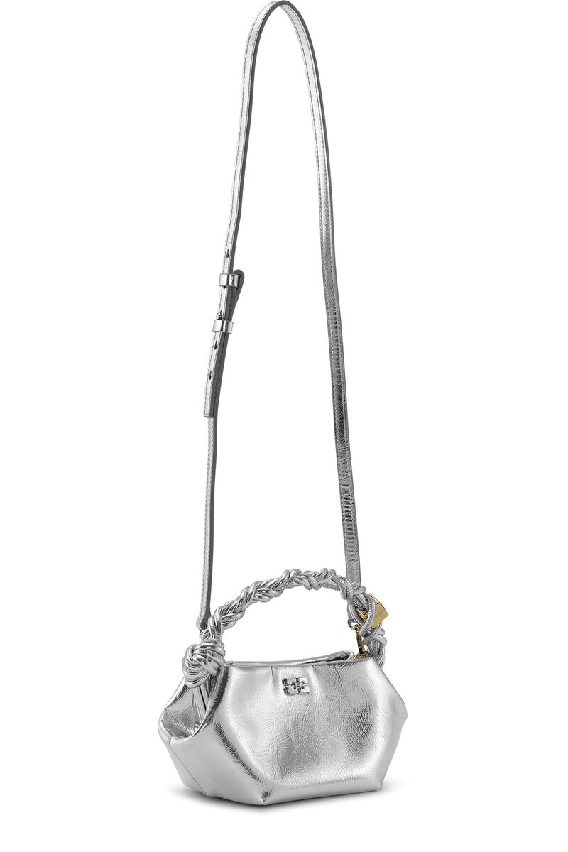 Silver Mini GANNI Bou Bag, in colour Silver - 3 - GANNI
