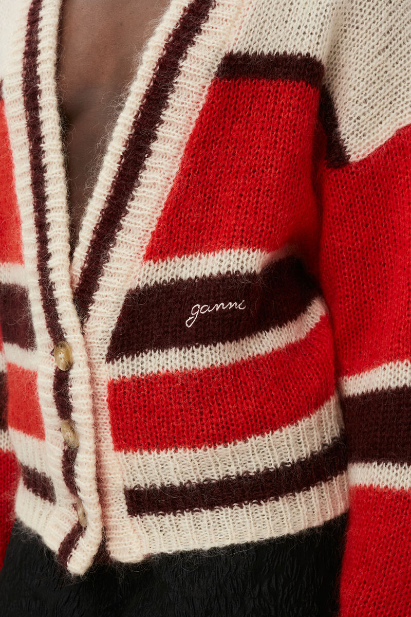 Mohair-Cardigan, Merino Wool, in colour Fiery Red - 4 - GANNI