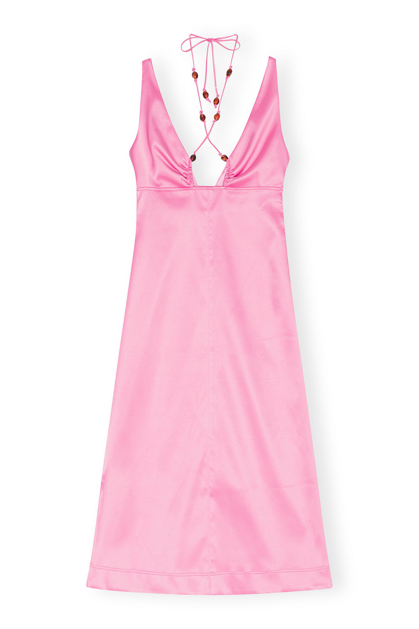 Neckholder-Kleid aus Doppel-Satin, Elastane, in colour Wild Orchid - 1 - GANNI