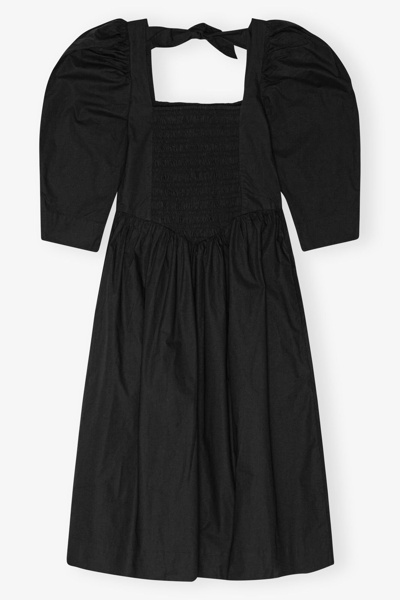 Black Cotton Poplin Smock Kjole, Cotton, in colour Black - 1 - GANNI