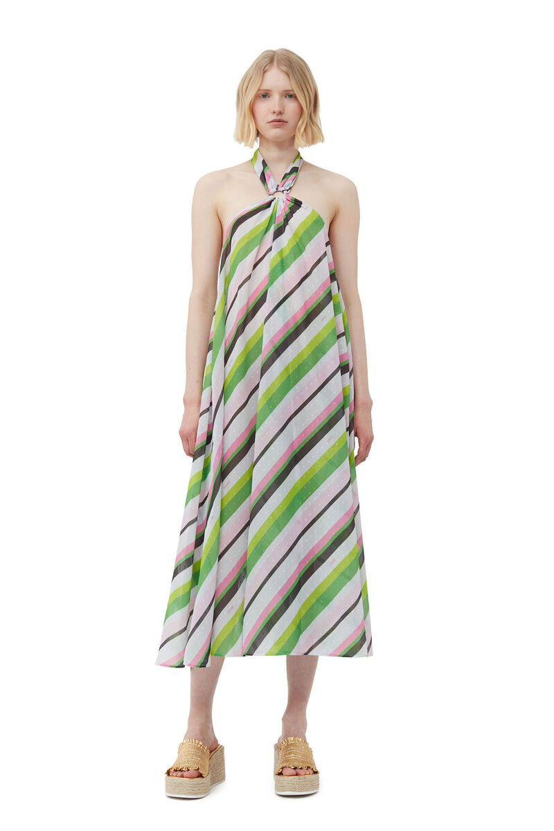 Light Chiffon Halterneck Dress, Recycled Polyester, in colour Multicolour - 1 - GANNI