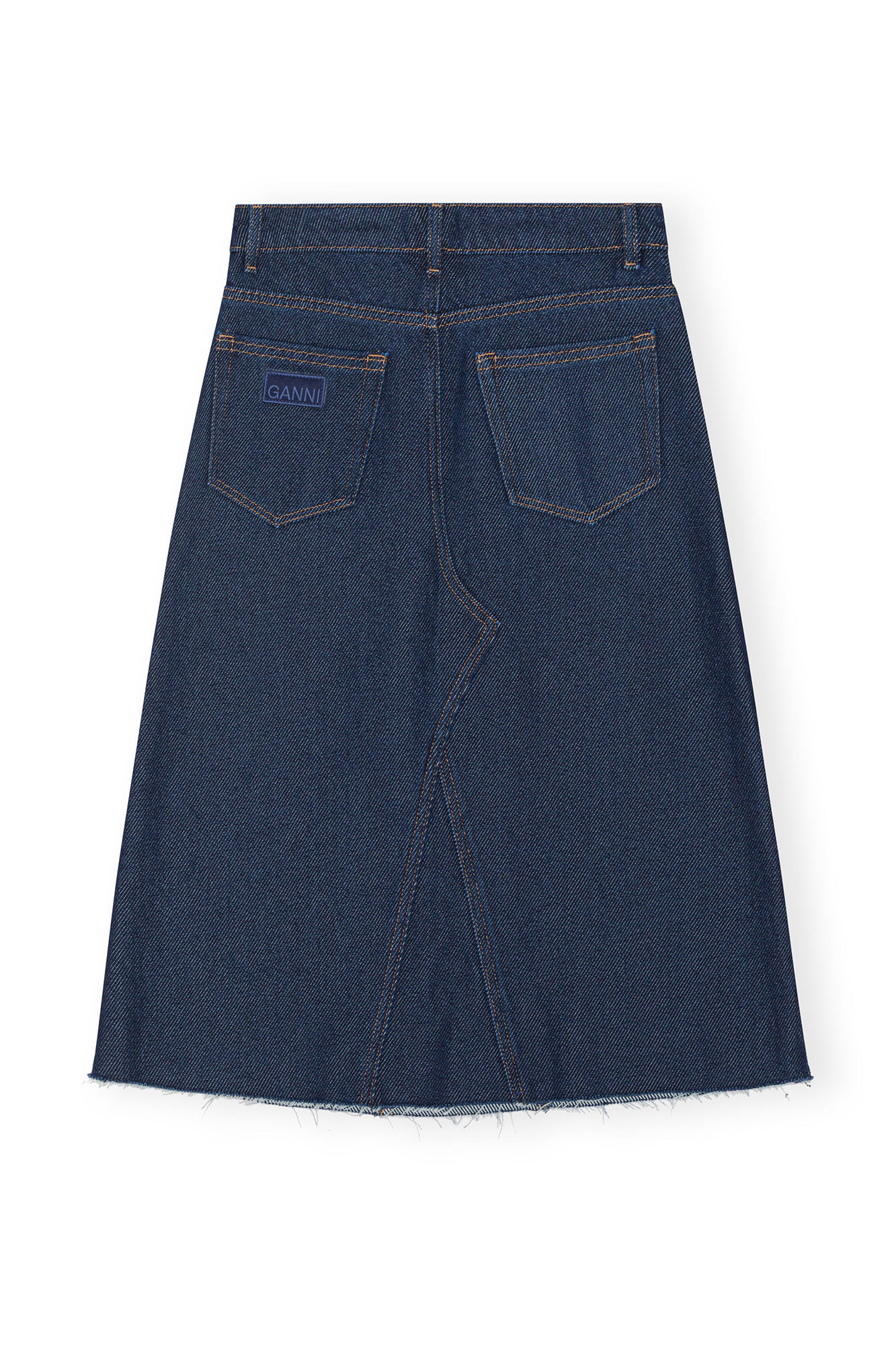 Midikjol i kraftig denim, Cotton, in colour Rinse - 2 - GANNI