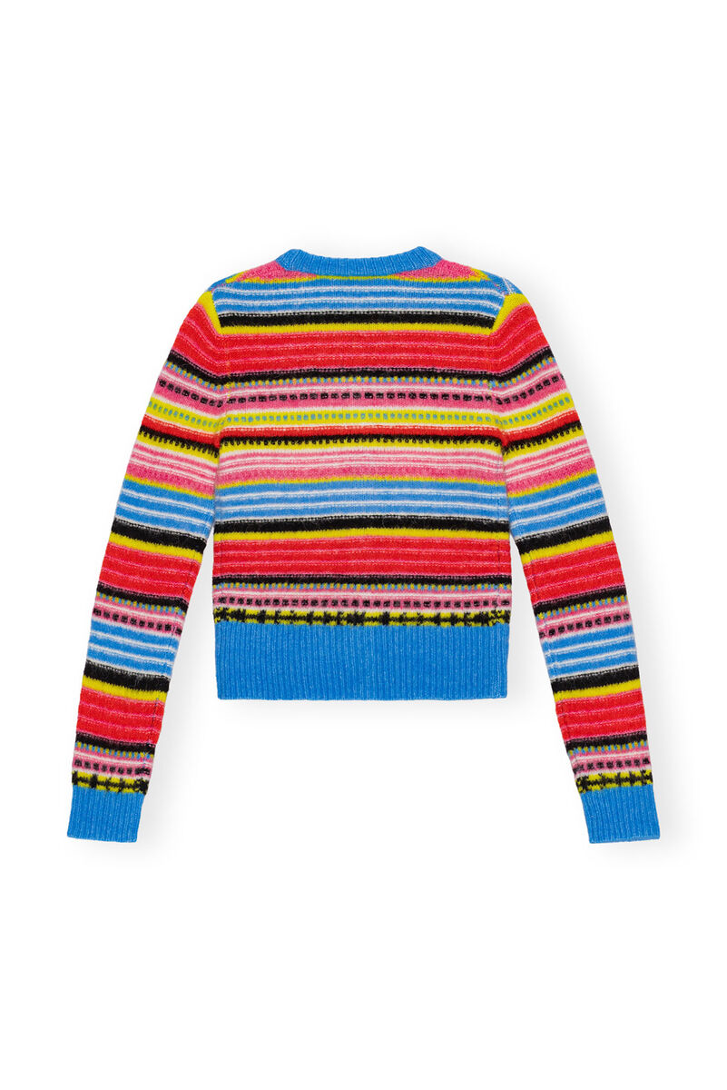 Cardigan Striped Soft Wool, Alpaca, in colour Multicolour - 2 - GANNI