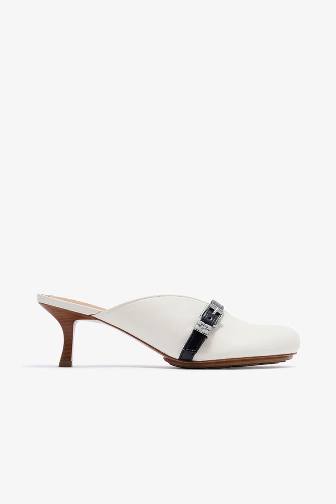 Ivory Heeled Sue Mules, Egret