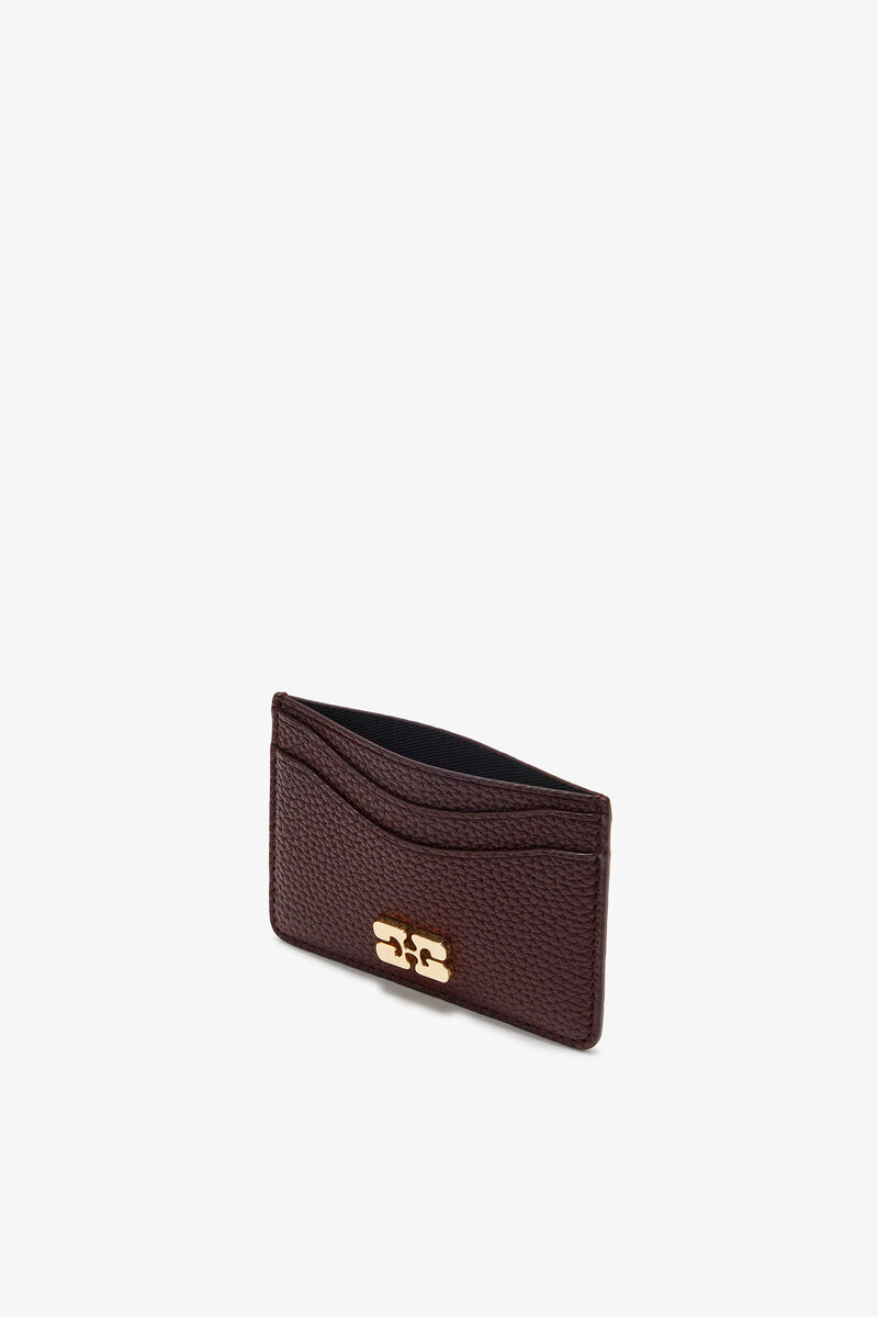 GANNI Card Holder in Grained Brown, Polyurethane, in colour Chicory Coffee - 3 - GANNI