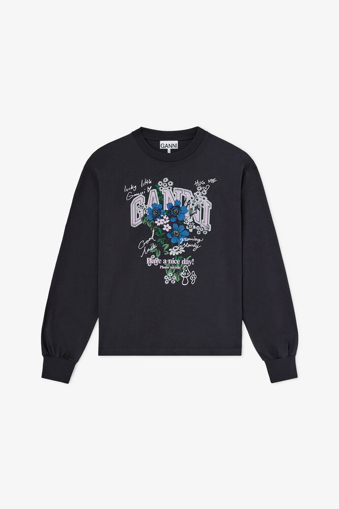 Long-sleeve T-shirt with Flowers, Phantom