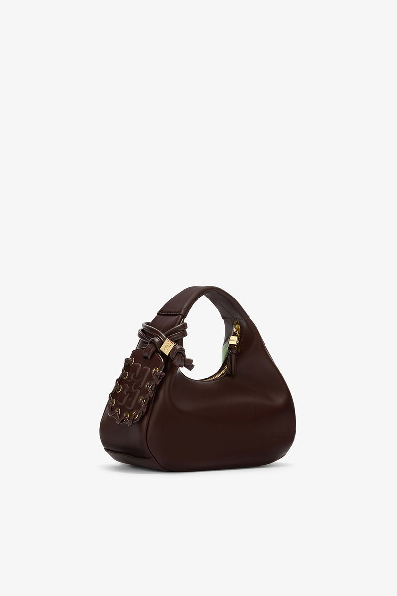 Daisy Duck Mini Hobo Bag in Brown, Recycled Leather, in colour Seal Brown - 2 - GANNI