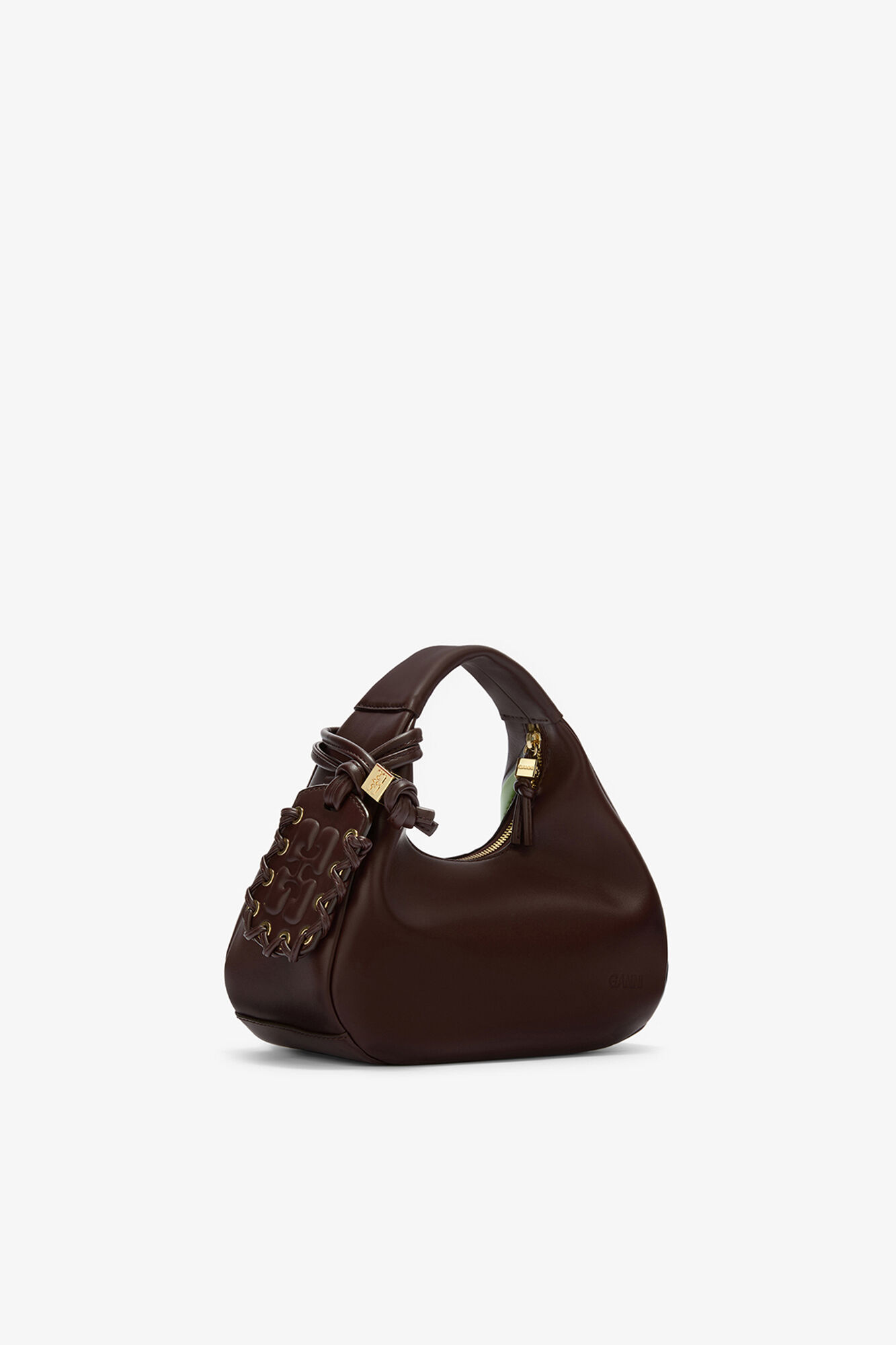 Daisy Duck Mini Hobo Bag in Brown, Recycled Leather, in colour Seal Brown - 2 - GANNI