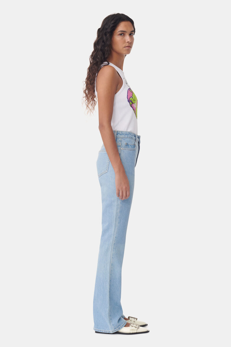 Rigid Denim Betzy, Cotton, in colour Light Blue Stone - 2 - GANNI