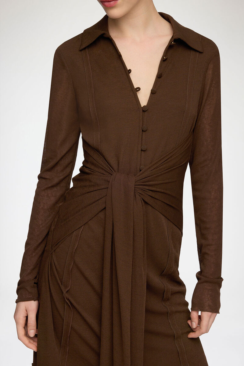 Short Dress in Marl Mesh, Recycled Polyester, in colour Demitasse - 3 - GANNI