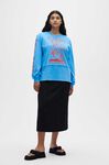 Long-Sleeve Graphic Tee, Cotton, in colour Azure Blue - 2 - GANNI